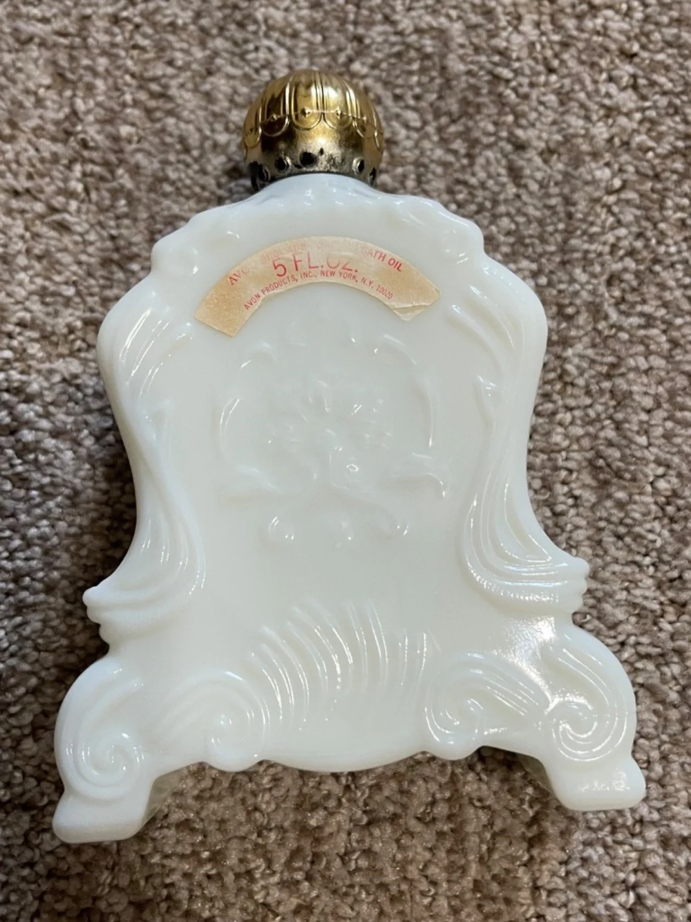 Vintage Avon Milk Glass Grandfather Clock Bath Oil Bottle‎ 5 oz Collectible